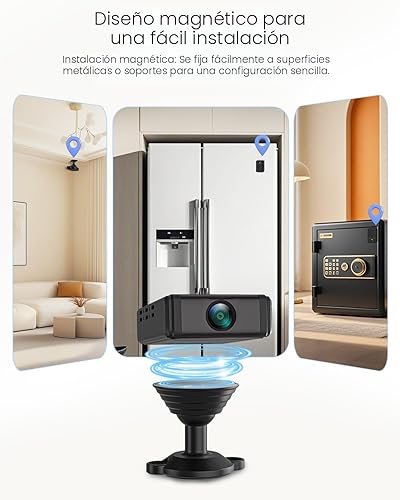 Vista 5 de Mini cámara de seguridad, cámara de niñera con lente giratoria de 180°, almacenamiento gratuito en la nube y SD, vigilancia inalámbrica WiFi 4K, sin