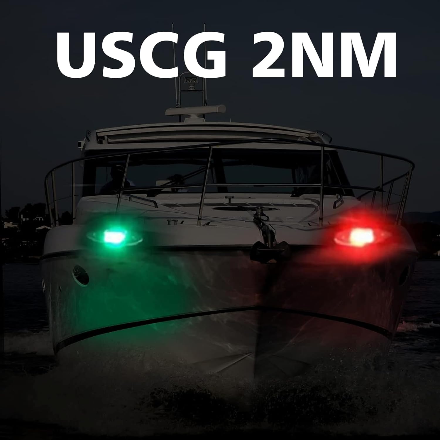 Marine Navigation Lights Red and Green Bow Light LED for Boat USCG 2 NM Waterproof 12 Volt Stainless Steel Side Flush Mounting 1 Pair