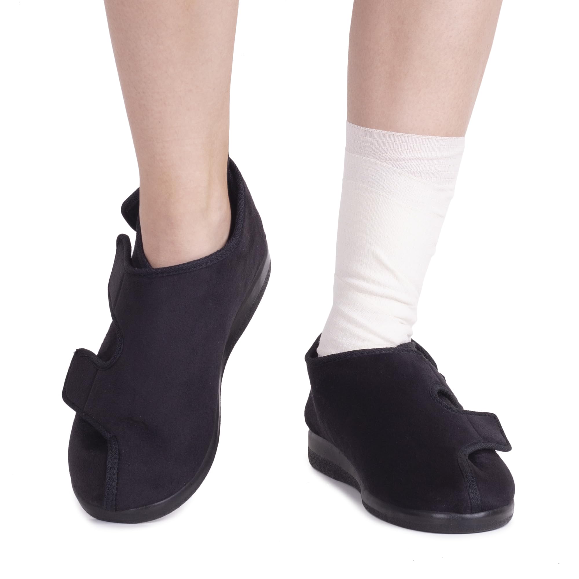 Woolee Verbandschuhe Damen Herren mit Extra Weitem Einstieg & Klettverschluss – Orthopädische Diabetiker Hausschuhe Leicht & Anpassungsfähig - für Empfindliche Füße