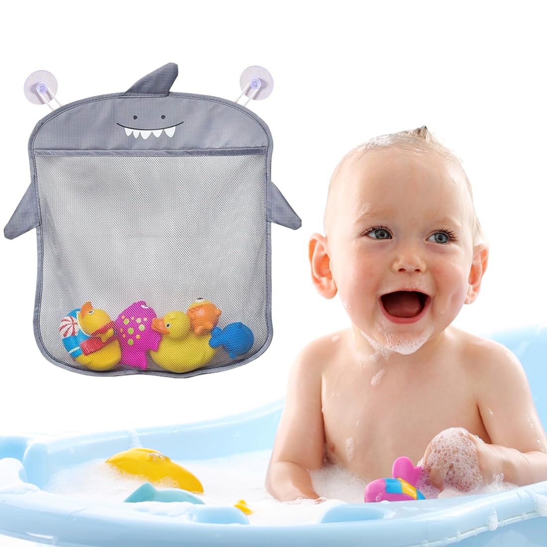 Relaxdays Portagiochi per la Vasca da Bagno, Set da 2, Bagnetto Bambini e Neonati, Rete