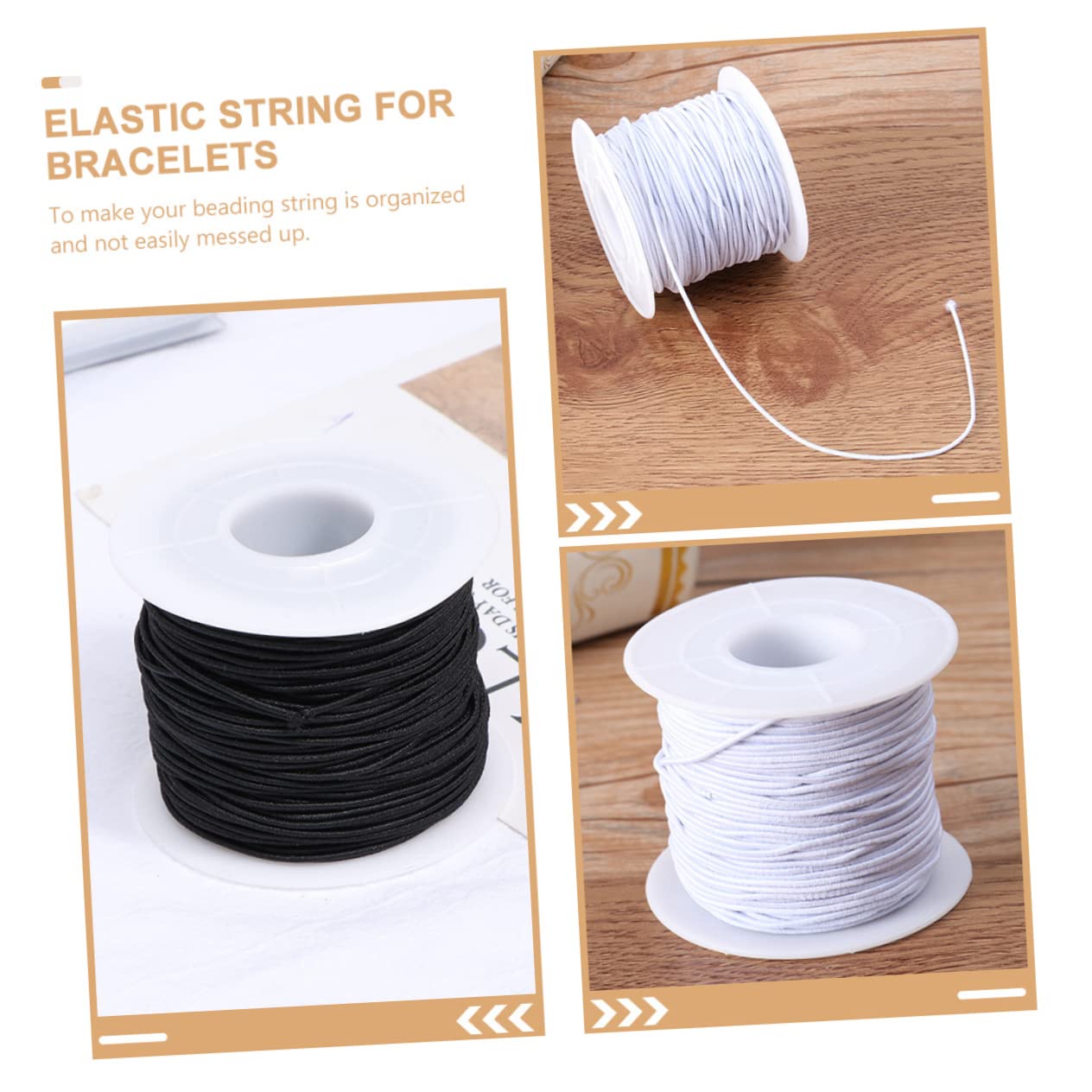 HOMSFOU 2 Sätze Elastisches Schmuckband Für Armbänder Und Für DIY Schmuckprojekte Party Dekoration Und Bastelarbeiten Schwarz Und Weiß 2 Rollen * 2