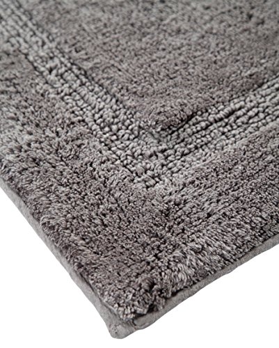 Saffron Fabs Bath Rug 100% Soft Cotton, Size 50X30 Inch, Latex Spray Non-Skid Backing, Solid Grey Color, Textured Border, Hand Tufted, Heavy 190 Gsf Weight, Machine Washable #TOP3
