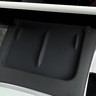 Central Control Protection Silicone Mat for 2021-2023 Tesla Model 3&Y, Black Wireless Charging Phone Anti-Slip Pad for Tesla Interior Accessories (Not Suitable for 2024 Model 3)