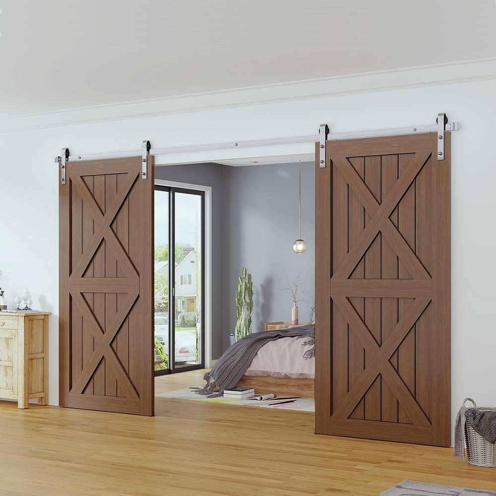 WINSOON Modern Classic Indoor 304 Stainless Steel Double Sliding Door Tracks Roller Barn Door