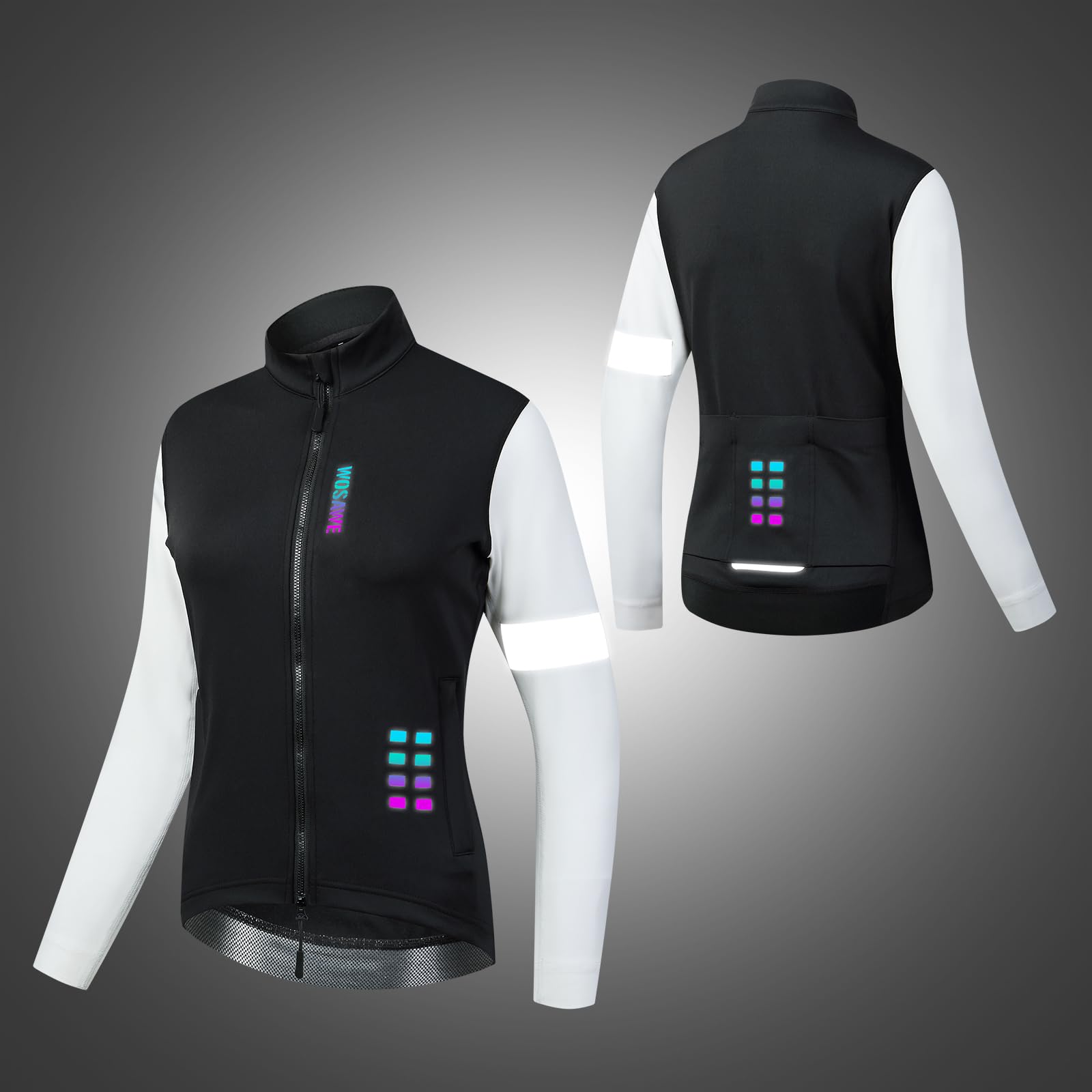 WOSAWE Chaqueta de ciclismo para mujer, resistente al viento, térmica, forro polar, transpirable, para correr, equitación, senderismo, carreras, camping