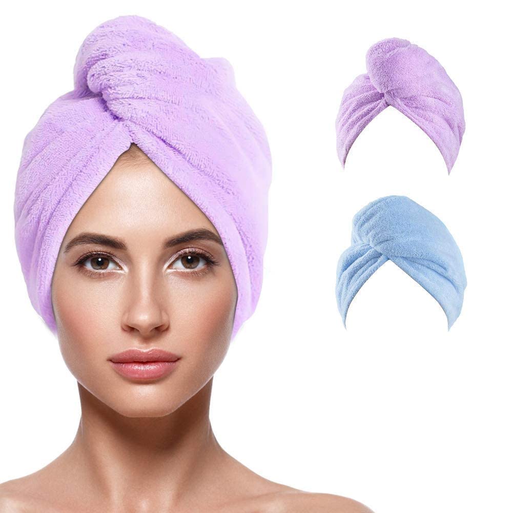Swadhin Set of 2 Hair Wrap Towel Absorbent Hair-Drying Bathrobe Magic Hair Warp Towel Super Quick-Drying Microfiber Bath Towel Hair Dry Cap Salon Towel for Women Hair Spa wrap