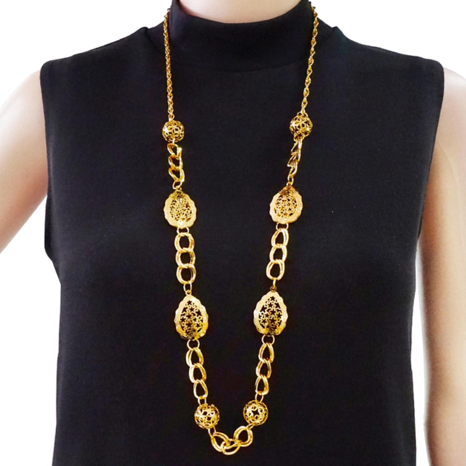 SONGK SONGK Collar de Moneda de Estrella Redonda Dorada a la Moda para Mujer, Collares Largos con Colgantes, joyería Vintage geométrica