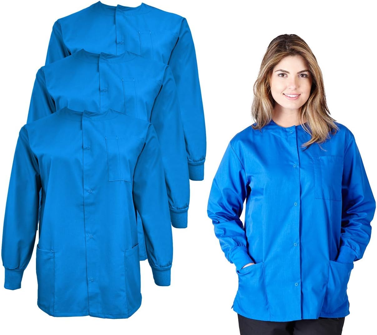 Natural Uniforms Women's Lightweight Warm Up Jacket Pack of 3 Set