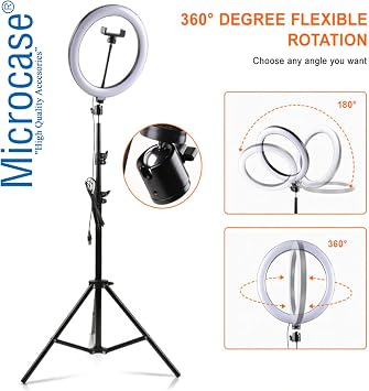Microcase 26cm YouTube Instagram TikTok Selfie RGB LED Ring Light + 2.1mt Tripod + Bluetooth Remote AL2643