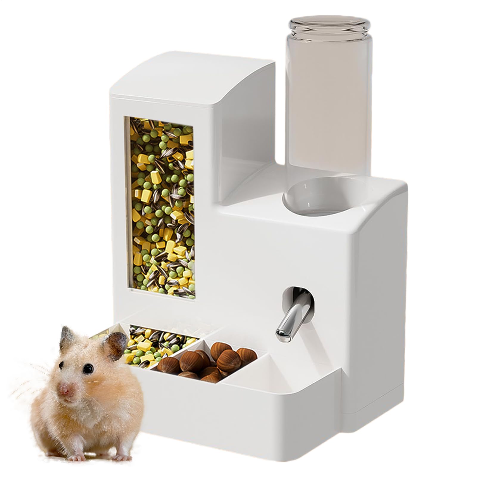 Bebedero Hámster - Dispensador De Snacks para Hámster - Interactivo Anti-Volcado para Pequeñas Mascotas como Cobaya, Gerbo, Erizo, Conejo En Interiores, Sala, Dormitorio, Exteriores