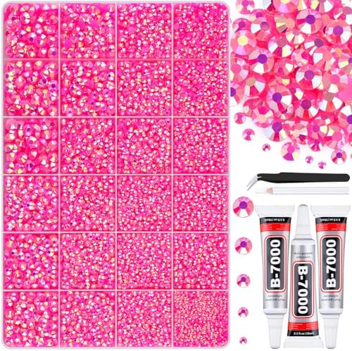 BELLEBOOST 36000Pcs Hot Pink AB Rhinestones Bedazzling Kit