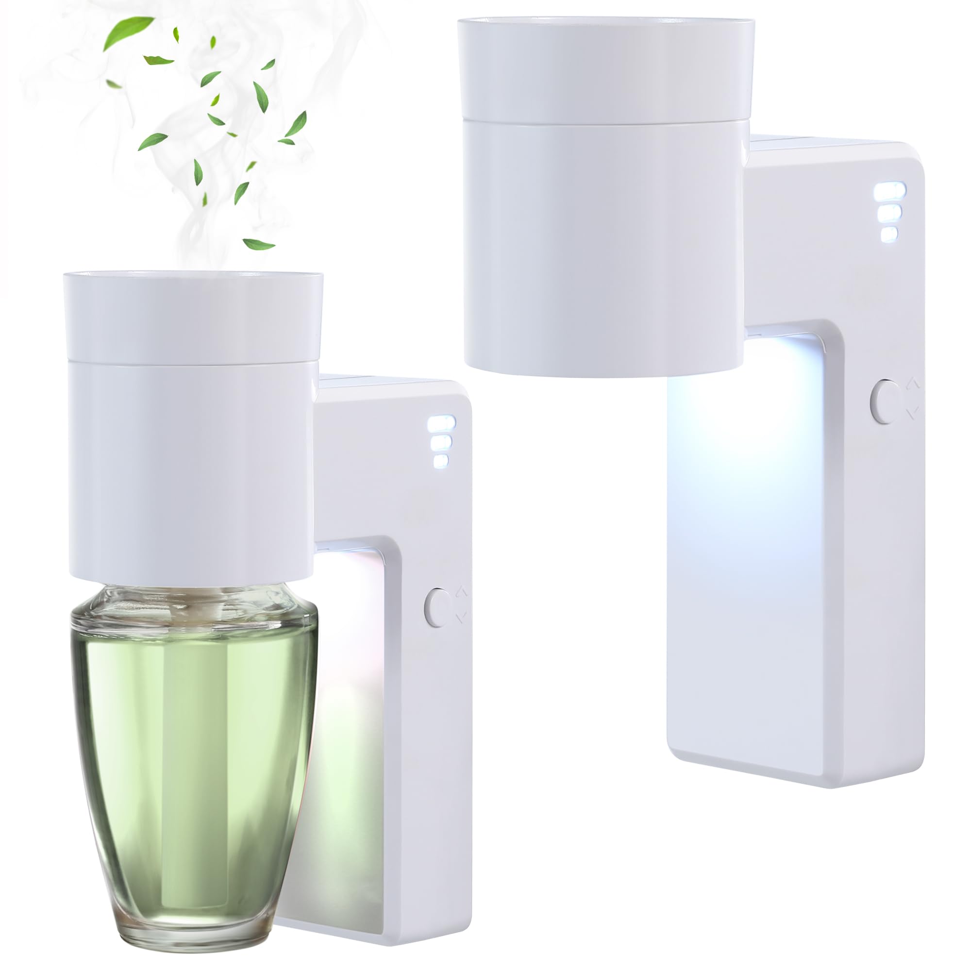 ROSSEX 2 PCS Wall Fragrance Plug in with Night Light and Oil Diffuser Plug with Upgraded Fragrance Concentration Control, Compatible with Bath and Body Works WallFower for Home, White