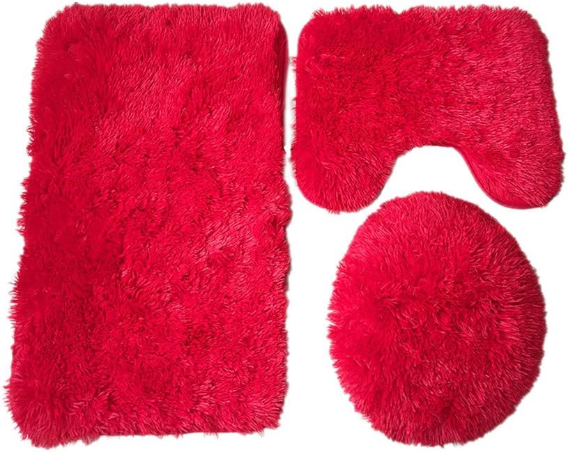 XIZHI 3 Piece Bathroom Rug Set,Bath Rug, Contour Mat, Lid