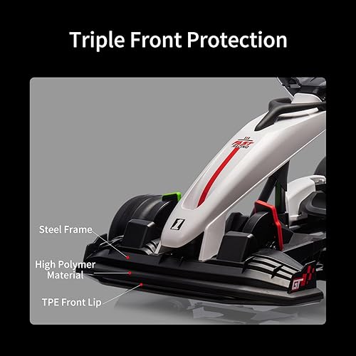 Miniatura 7 de Kart eléctrico de deriva de 24 V para niños, auto de paseo con asiento ajustable y velocidad de 8.5 MPH, ruedas silenciosas de EVA, juguete