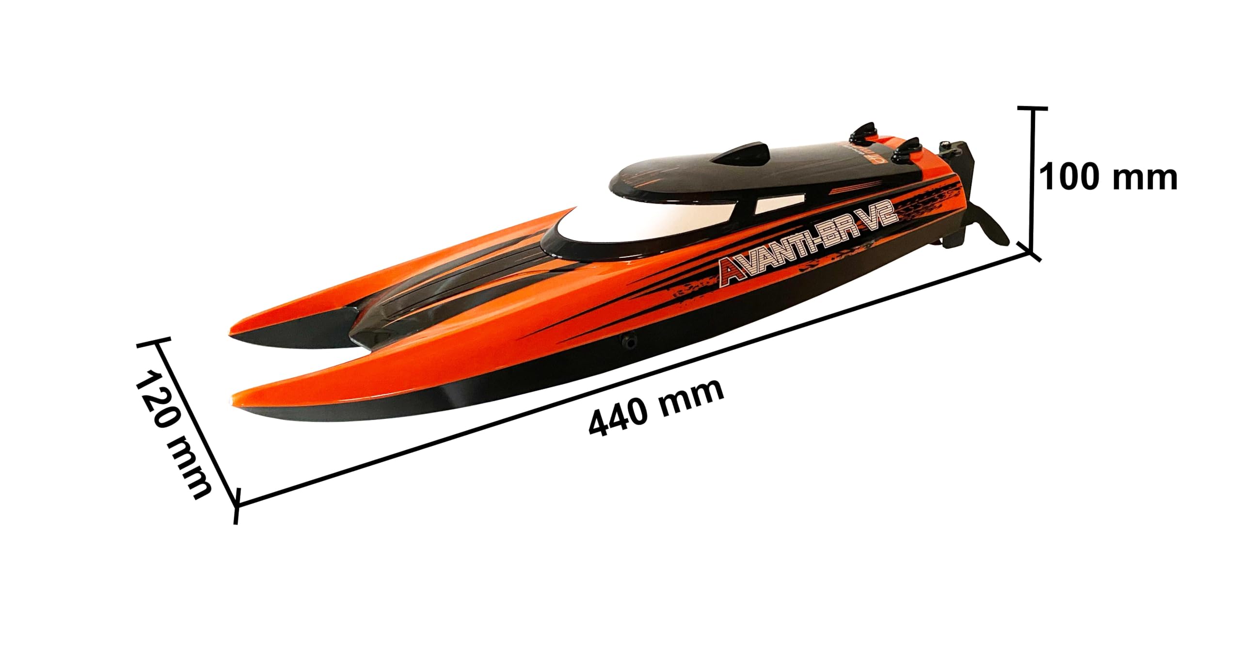 Avanti BR V2 3640 Bateau RTR brossé (L x l x H) 44 x 12 x 10 cm, Environ 580 g, à partir de 14 Ans, avec Batterie et câble de Charge USB, Catamaran de Course télécommandé, Jouet
