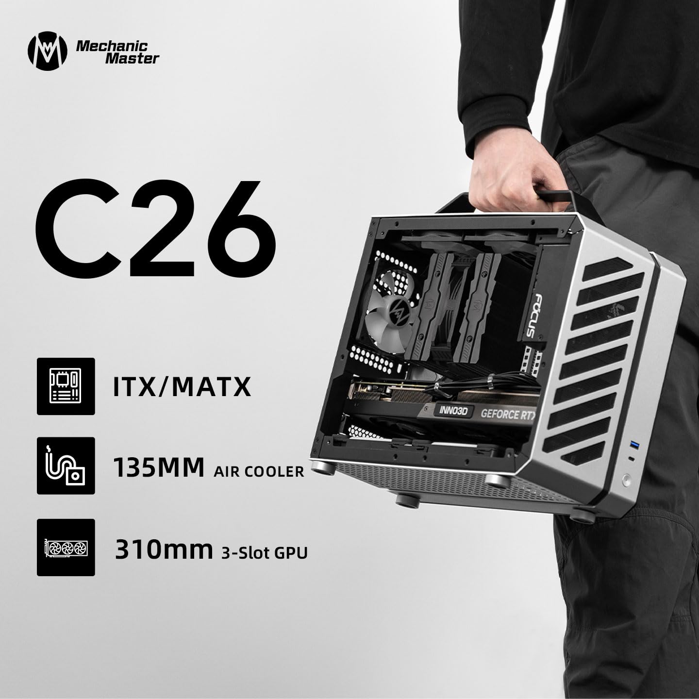 Mechanic Master C26 Desktop Mini MATX Capa portátil com alça | 13