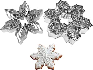 Snowflake Cookie Cutters Metal Cake Cutters for Fondant Decorating Fruit Cutter Sandwich Cutter Kids Biscuit Cutter and Bread Cutter 2 Set 14 PCS