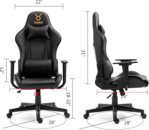 Miniatura 2 de Modern-Depo Silla de juegos con signo de estrella del zodiaco silla ergonómica de computadora con logotipo de astrología de Tauro con reposacabezas