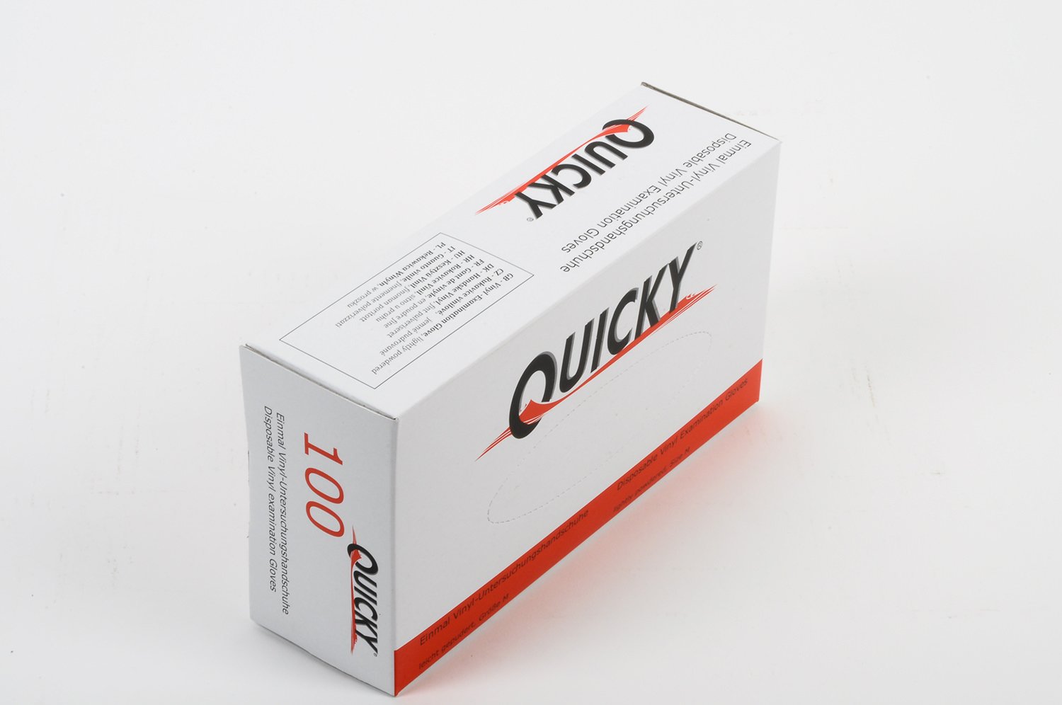 Quicky AQL 1.5 Lot de 10 gants d'examen en vinyle légèrement poudrés Blanc Taille M