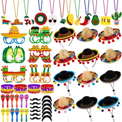 Décoration Cinco de Mayo et accessoires de fête mexicaine avec paille et maracas