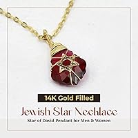 Vista 14 de Collar de estrella de David para mujeres y hombres, collar de estrella judía relleno de oro de 14 quilates, collar de Israel Aurora Borealis