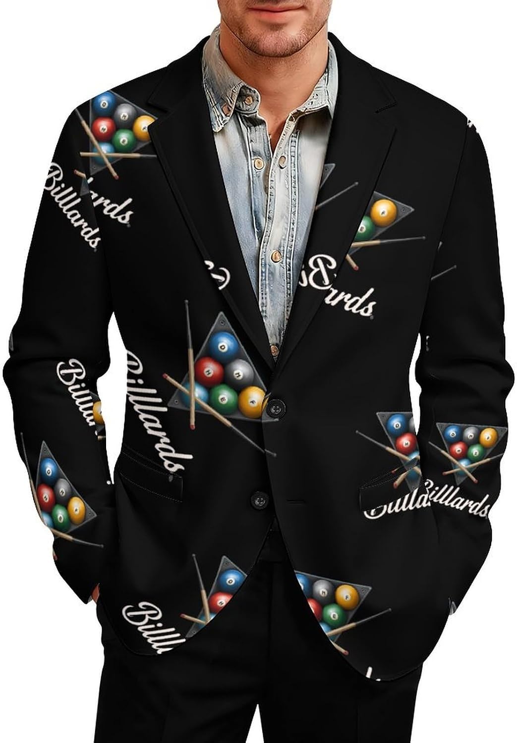 Billiards Print Sports Mens Blazer Casual Sport Coats Two Button Suit Jacket for Travel Wedding