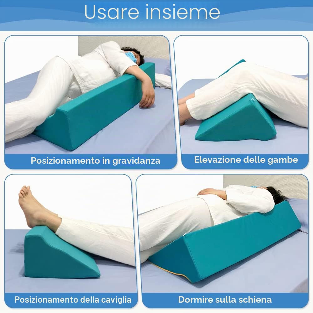 Cuscino a cuneo per il posizionamento per piaghe da decubito, per dormire sul fianco, posizionamento del corpo, trattamento anti piaghe da decubito per pazienti anziani allettati, cuscino in schiuma