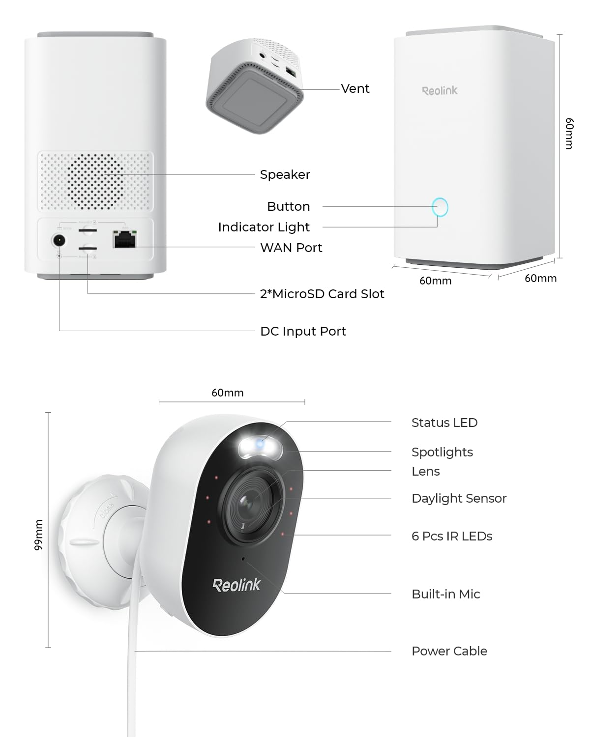 Reolink Home Hub z 2 × Lumus, uniwersalny system kamer bezpieczeństwa, zewnętrzne kamery Wi-Fi 2K, karta microSD 256 GB w zestawie, maks. 512 GB × 2, inteligentne wykrywanie, nagrywanie offline