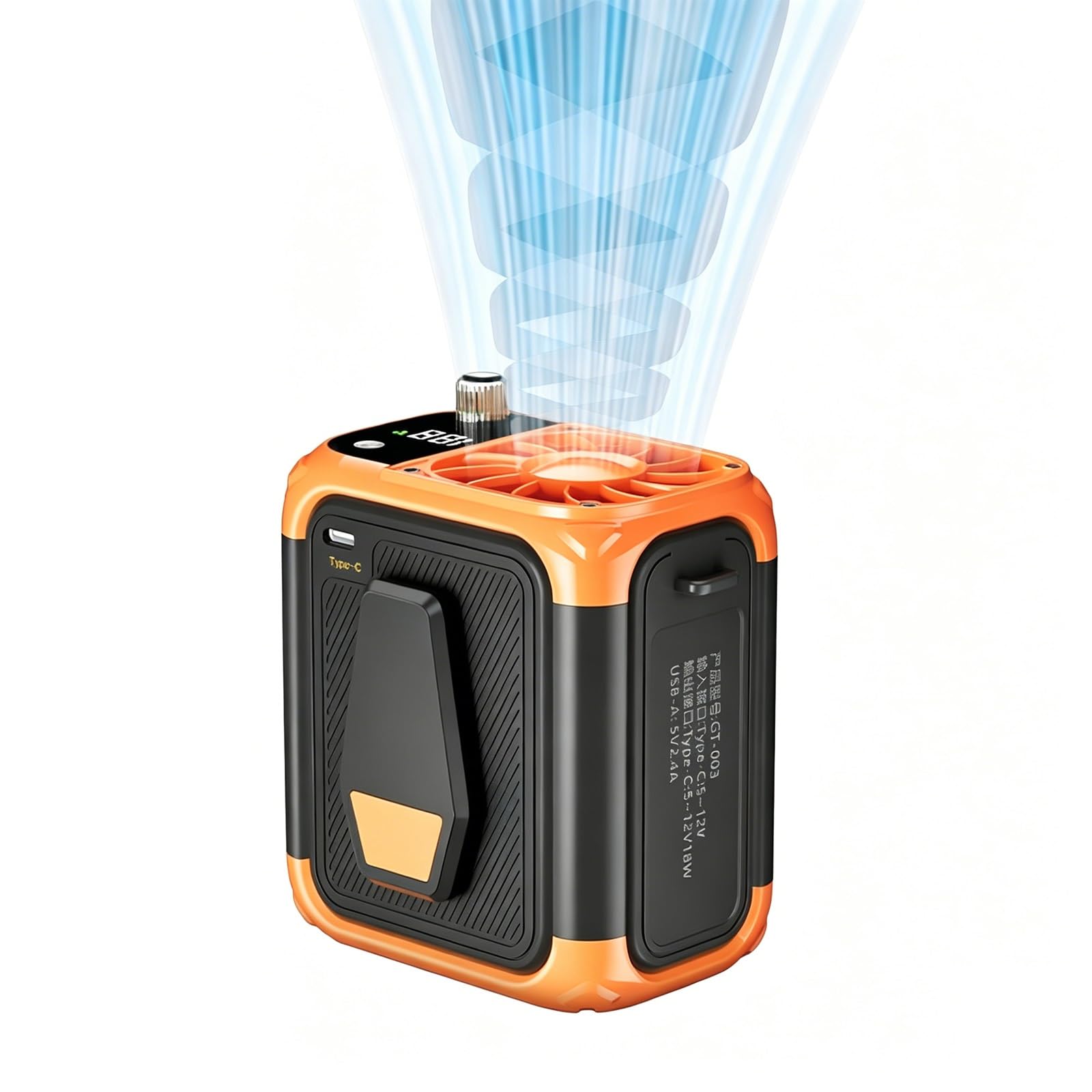 Ventilador de cintura portátil de 150 velocidades para soportar el calor en camping y trabajo