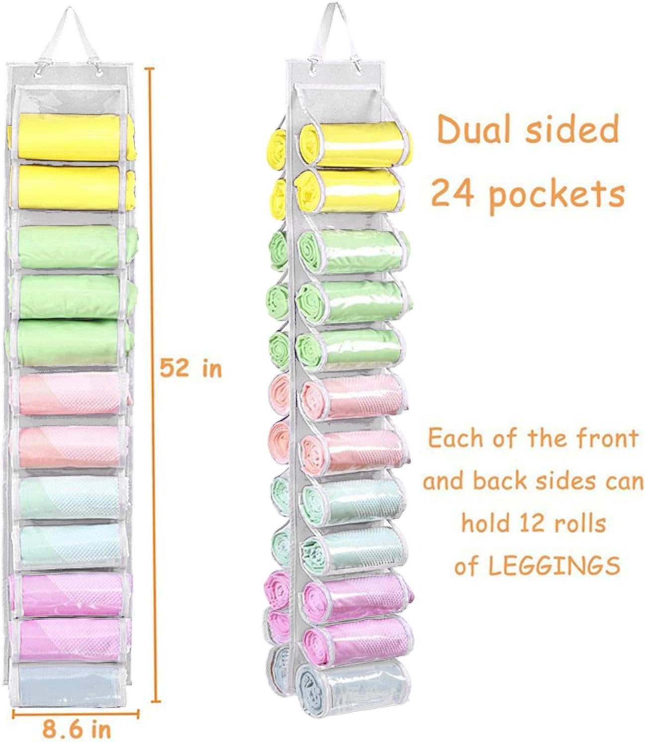 Legging Storage Bag Hanger Holds 24 Leggings or Shirts, Jeans Compartment, Foldable Organizer Clothes - Image 2
