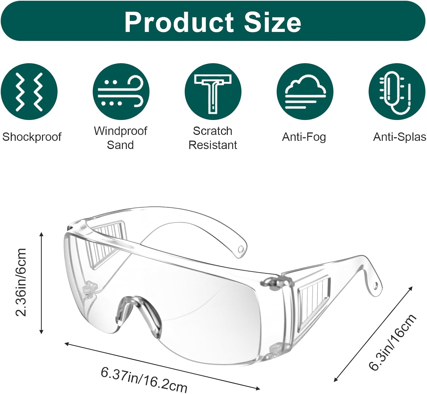 20Pcs Bulk Clear Safety Glasses, Over Eyeglasses, Lightweight Protective Eyewear, Safety Goggles Eye Protection, Certified Wrap-Around Eye Protection for Lab, Construction, Nurses, - Image 2