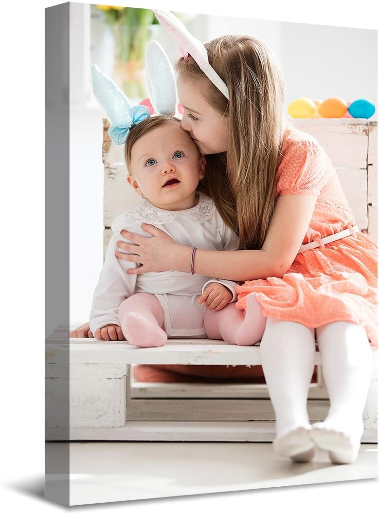 SENEW Custom Canvas Prints with Your Photo, Personalized Pictures Canvas Wall Art for Bedroom, Living Room, Wedding Baby Pet Family Picture Framed Wall Art (24" x 36")