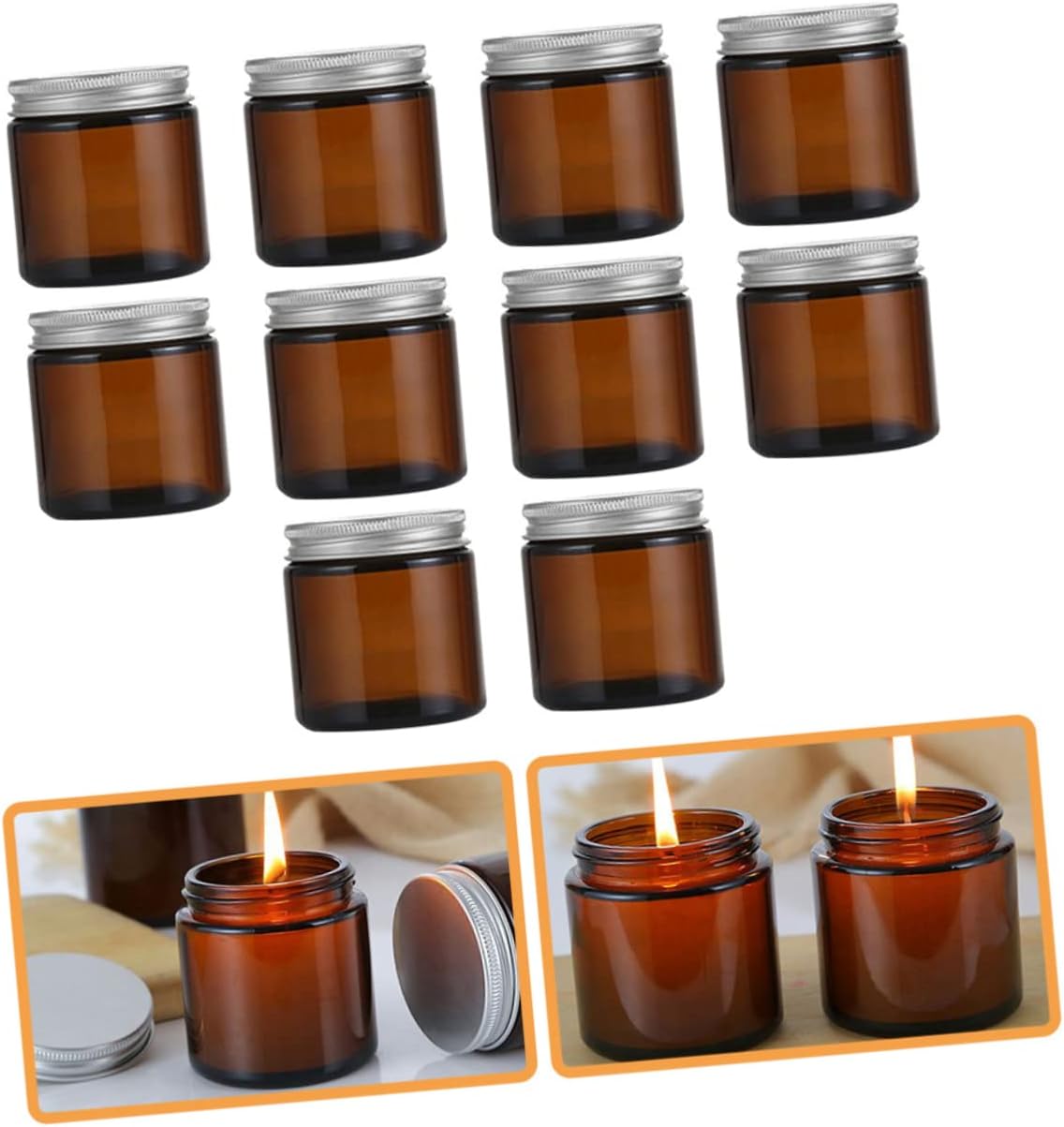 JEWEDECO 10pcs Candle Empty Cups with Aluminum Lids DIY Wax Holder for Crafting Durable and Lightweight Design for Homemade Candles for Aromatherapy and Gift Making