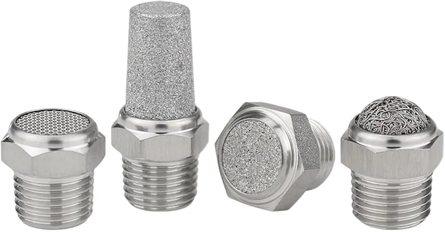 304 Stainless Steel Muffler with Flat End and Pointed End 1/8“1/4" 3/8" 1/2" Pneumatic Air Silencer Exhaust Muffler (Color : Bird nest flat head, Size : 1/4")