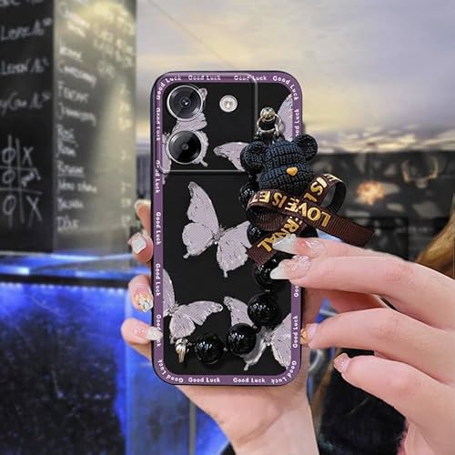 Lulumi-Phone Case Compatible with Xiaomi Poco M7 Pro 5G, Cartoon cute Back Cover Waterproof Anti-knock Black pearl pendant Dirt-