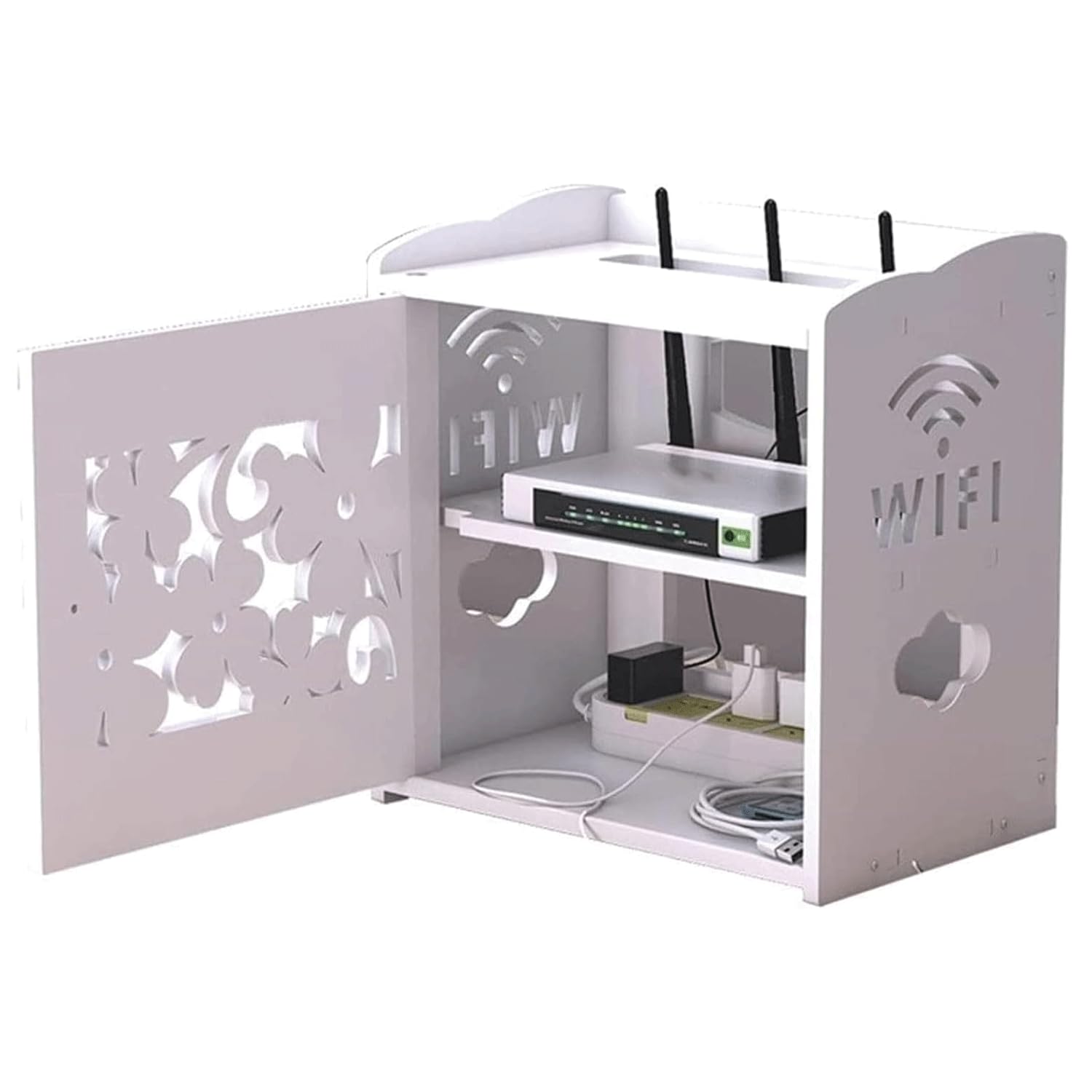 Scaffale Decorativo Delle Scatole Di Immagazzinaggio Di Wifi, Scaffale Galleggiante Ripiano Scatola Ripiano Staffa Supporto Per Router Wifi Tv Scatola Impostato Dispositivo Multimediale