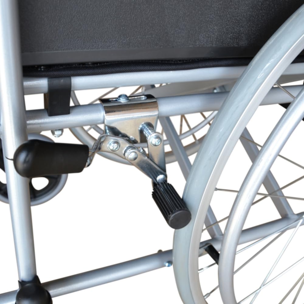 Movis Fauteuil roulant pliant et autopropulsé en acier pour handicapés et personnes âgées, facile à transporter et à plier, abordable et portable, utilisable en extérieur comme en intérieur, pour traitements orthopédiques, post-opératoires