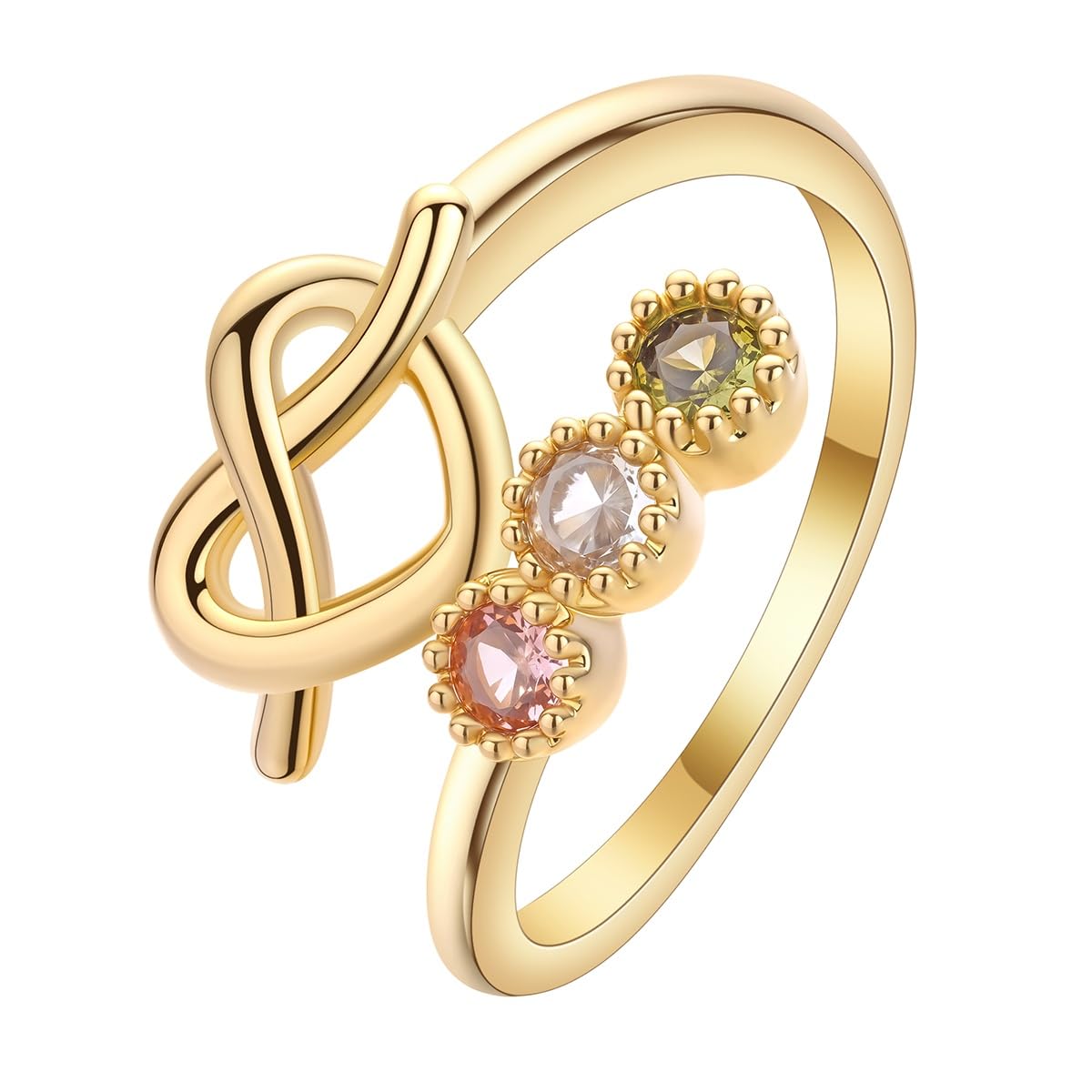 Cadeau comm&eacute;moratif de couple bague n&oelig;ud d'amour or
