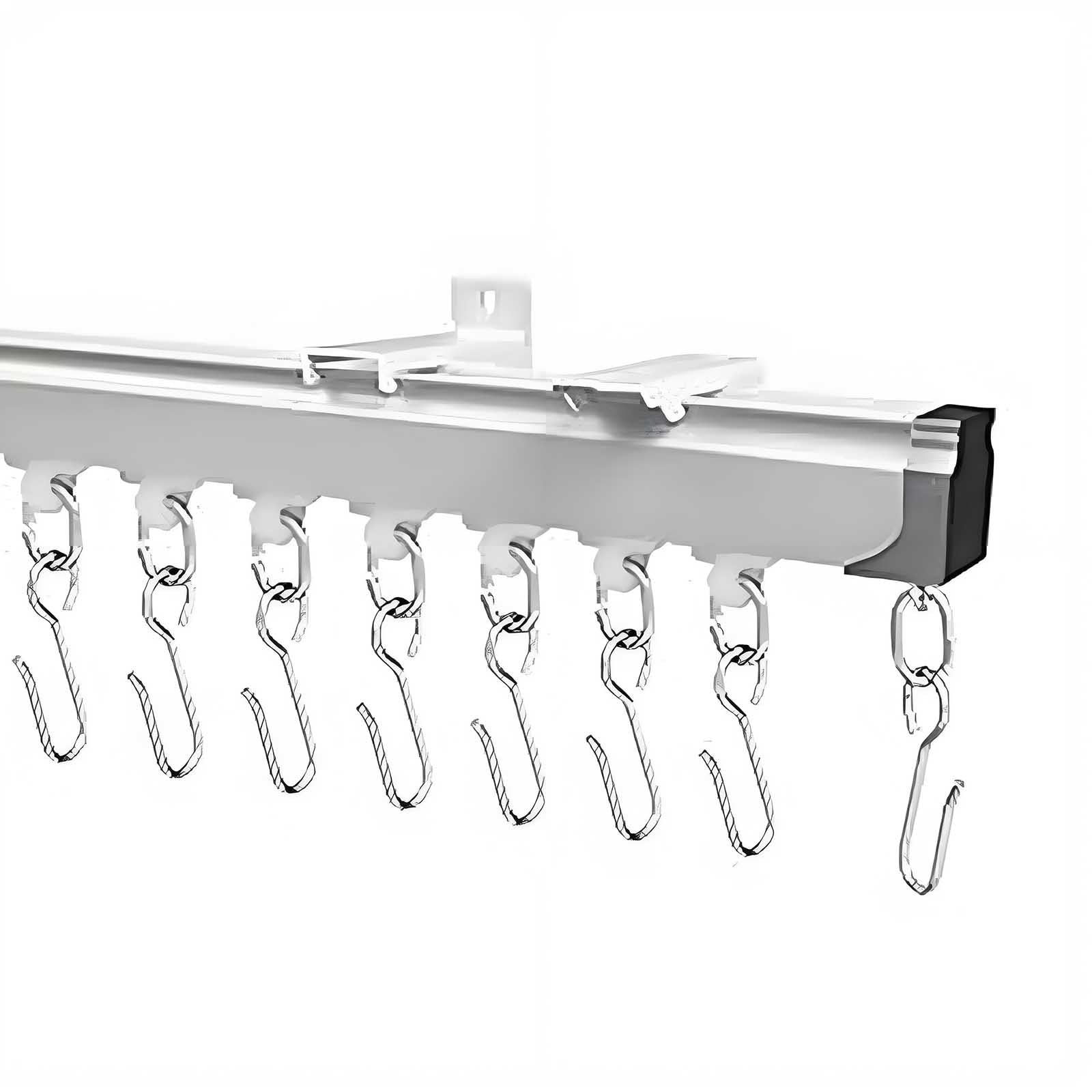 Rail de rideau en aluminium blanc antibruit pour en finir avec les blocages