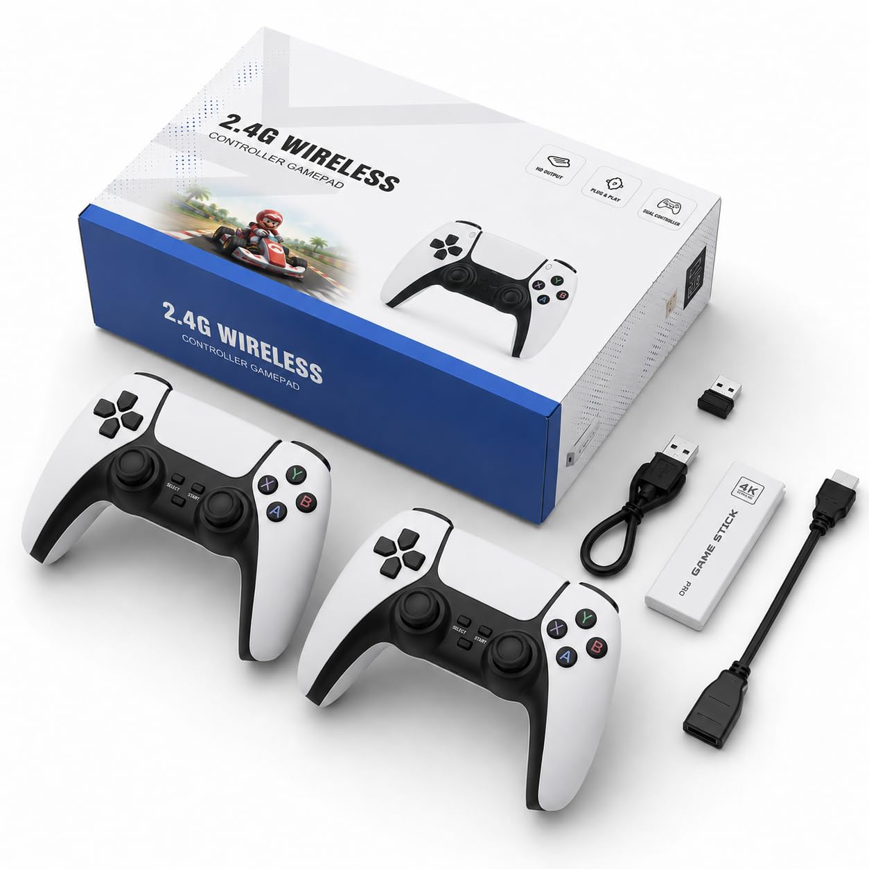 Console Retro Wireless 4K con 20.000+ Giochi Preinstallati，128G 40000Games | 9 Emulatori Integrati, 2 Controller Inclusi, Dongle HDMI Incluso, Versione 2026, Set Completo