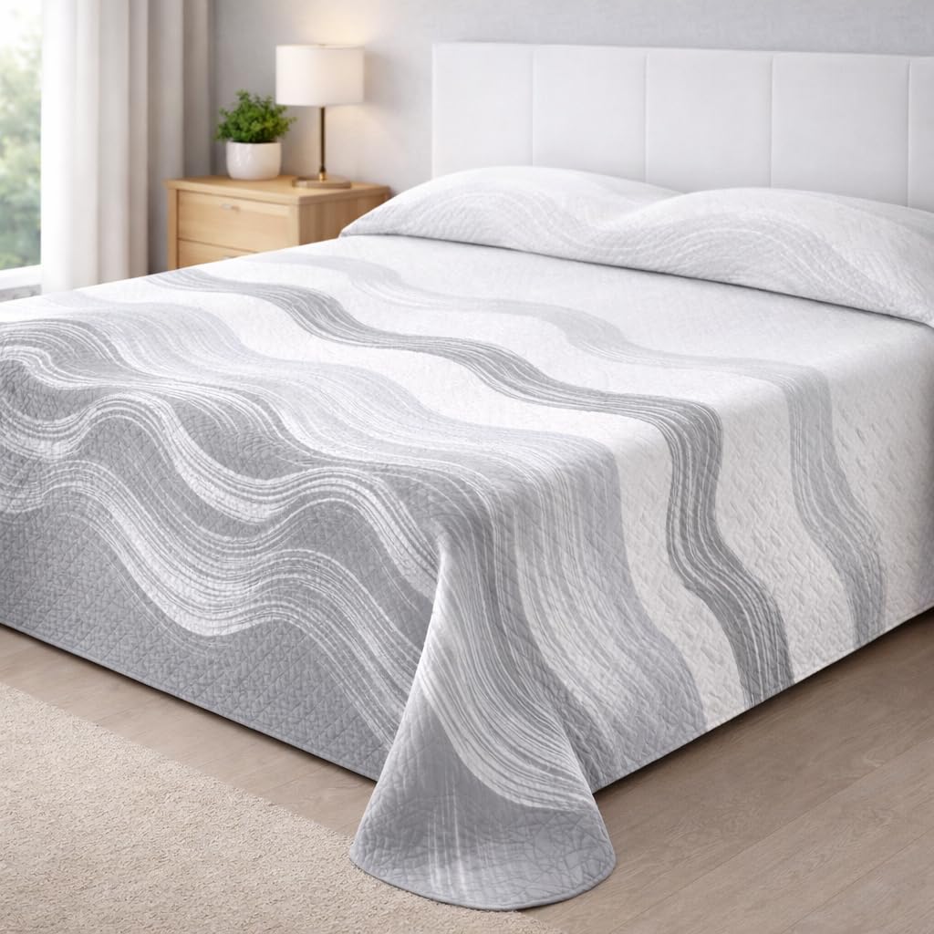 Degrees home Paraiso Bedspread for 150 cm Bed, Spring, Summer, 250 x 260 cm, Grey