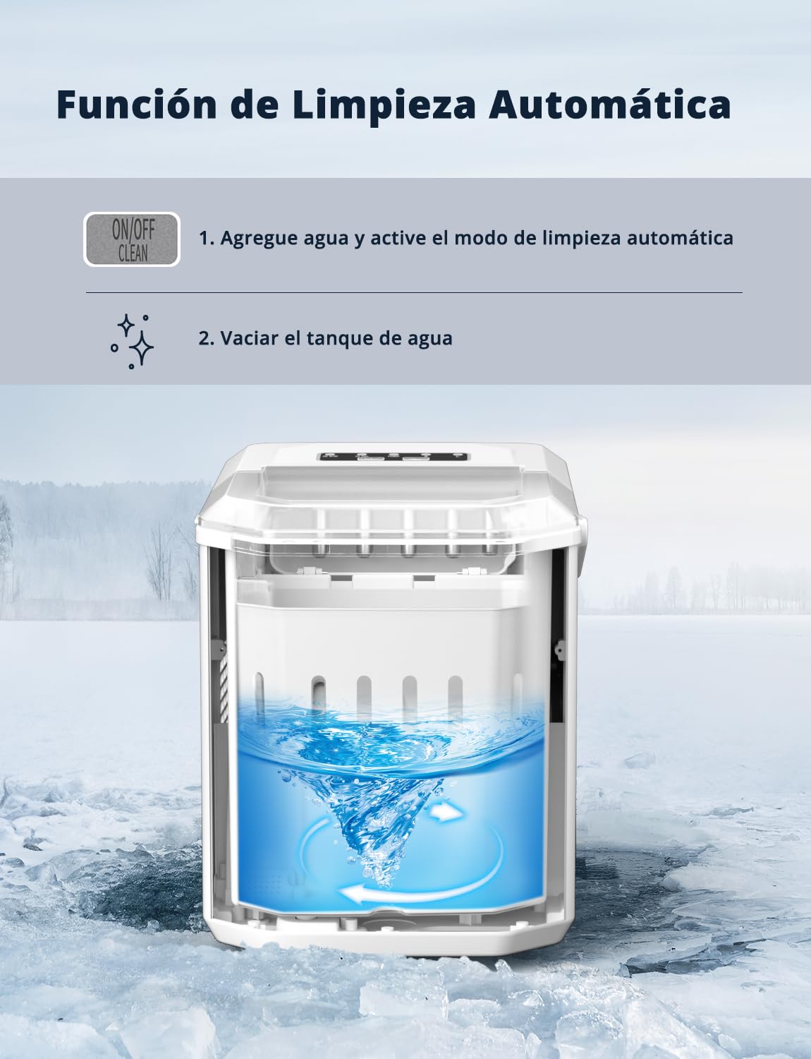 Máquinas para Hacer Hielo, Maquina de Hielo Portátil y Autolimpiante con Mango, Equipado con Hielo Pala de Puede Colocar Boca Abajo, 9 Cubitos Hielo Tipo Balas/6-10 Minutos, 12Kg/24h