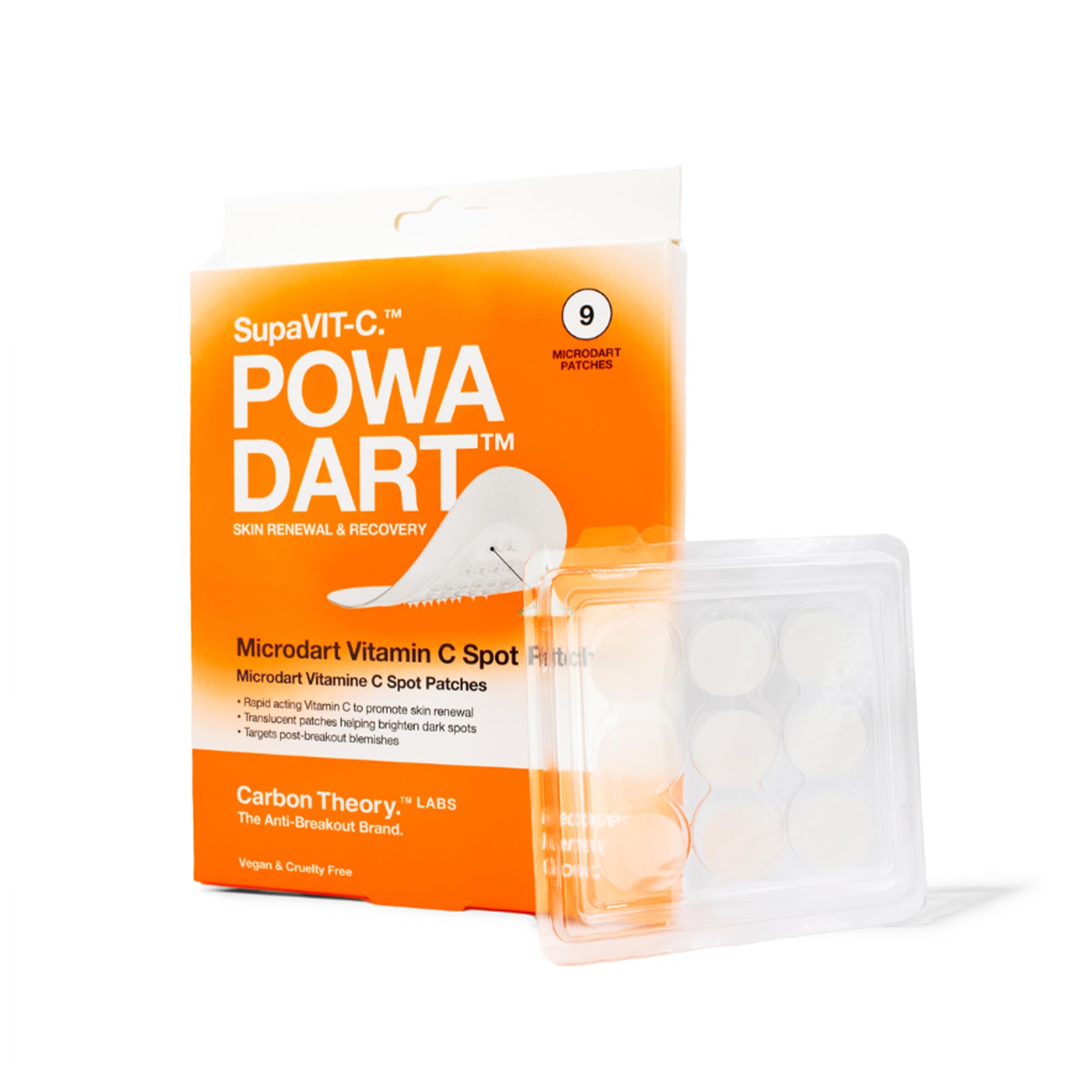 Carbon Theory POWA Vitamin C Microdart Spot Patches 9 Pack | Microdart Technology for Deeper More Targeted Treatment. Helps Reduce Post Breakout Hyperpigmentation with Vitamin C.