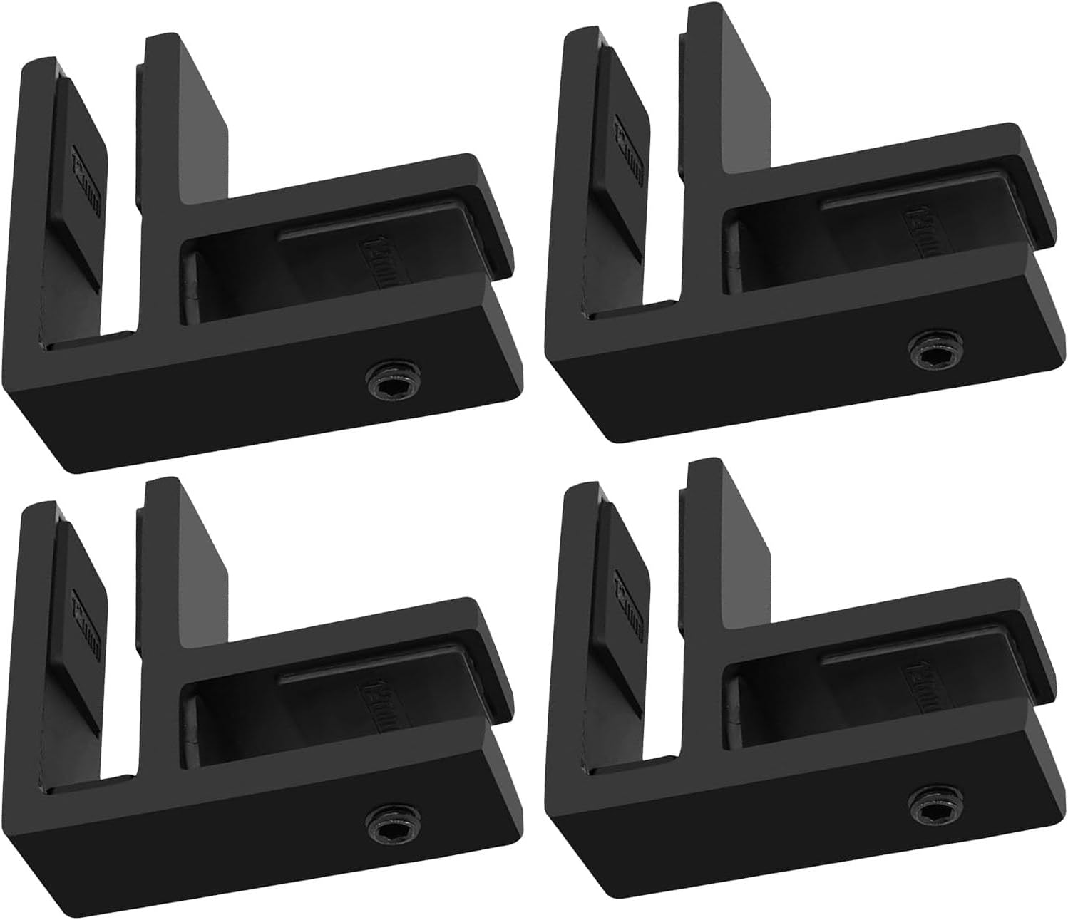 4PCS Clamp Bracket, 304 Stainless Steel Double Sided Railing Holder for 10-12mm Panels with Rubber Pads and Screws, Glass Clamp for Stairs and Parapet Glass 180 Degree