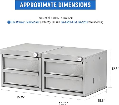 Miniatura 2 de AA Products - Juego de 2 cajones con bloqueo de contraseña diseñado para estanterías AA de 16 pulgadas de profundidad, juego de 2 gabinetes de