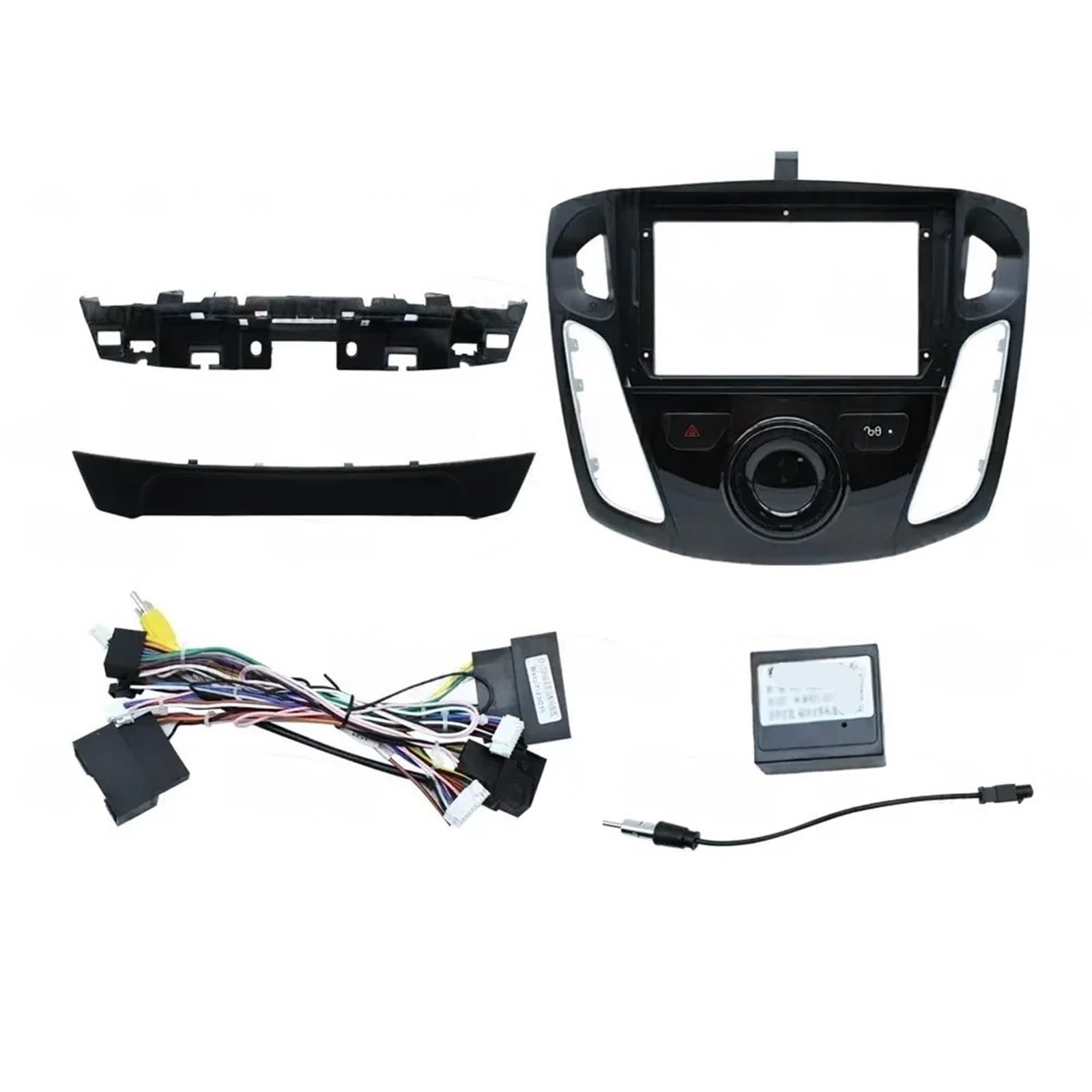 JKELPV Car Radio Frame Kit Fit For Ford Focus MK3 2011-2019 9 Inch 2DIN Stereo Panel Car Radio Fascias Frame Radio adapter(Frame Cable canbus-1)