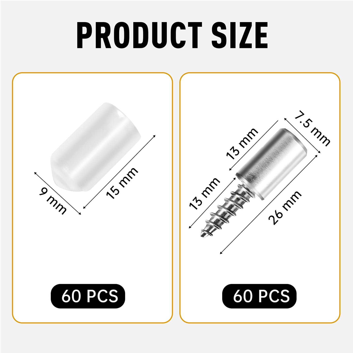 60 Pcs Shelf Pins with Non-Slip Sleeve, Self Tapping Screw Shelf Support Pegs for Kitchen & Bookcase Shelf Cabinet Furniture Closet Bracket Pegs — Amazon image 3
