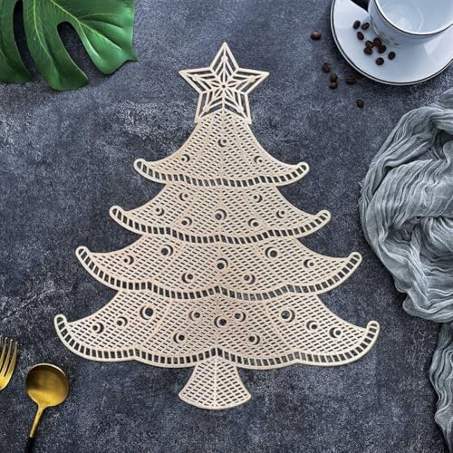 Napperon d'arbre de Noël tapis de table isolé PVC évidé maison - 4