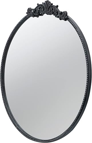 Miniatura 8 de A&B Home - Espejo circular de 30 x 32 pulgadas, espejos de pared con marco redondo de metal negro para baño, dormitorio, sala de estar, entrada