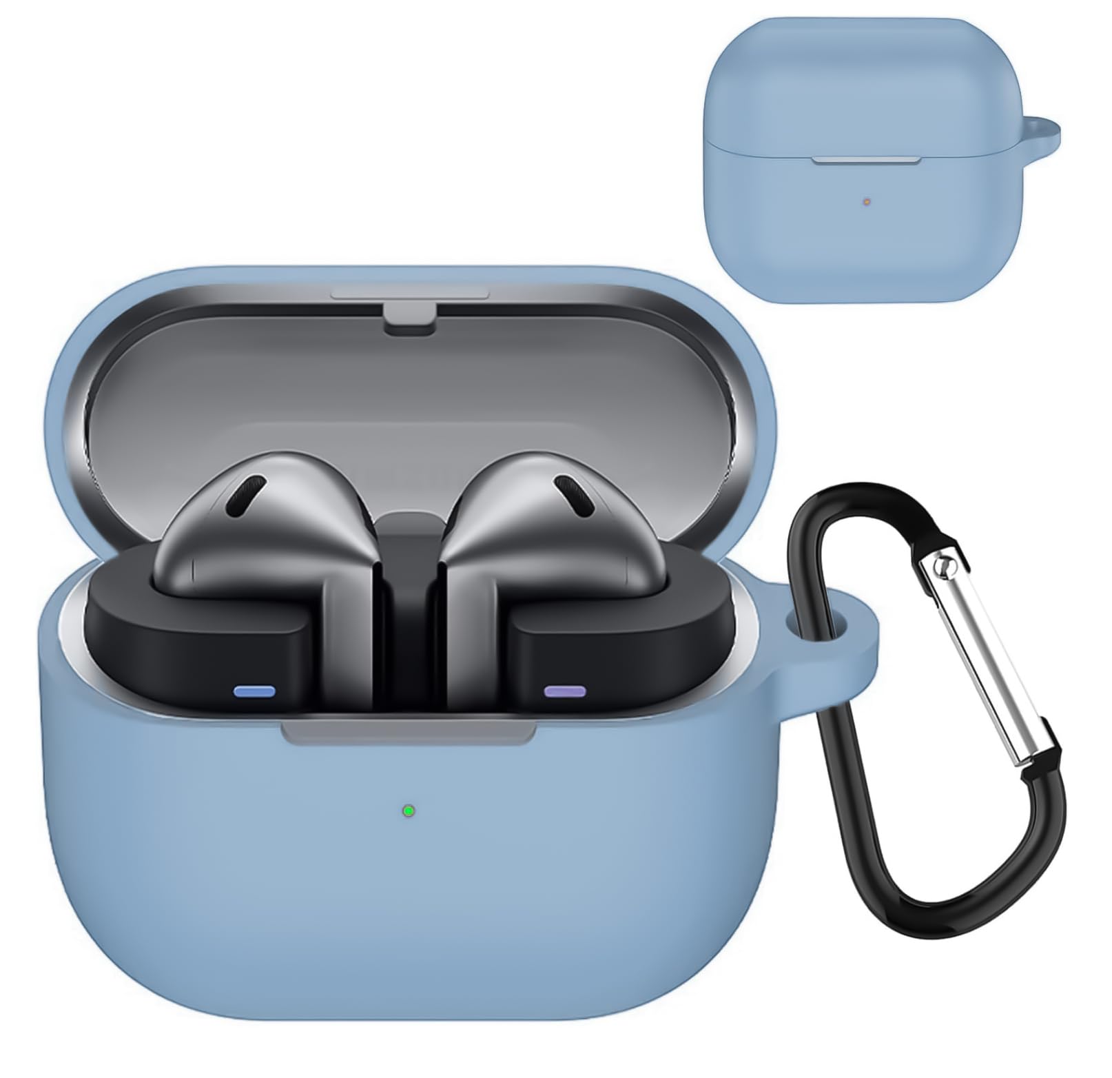 Dl3 Mobilak Compatible with Samsung Galaxy Buds 3 Pro/Buds 3 Case Cover, Soft Silicone Shockproof Protective Case Wireless Earbuds with Carabiner, Front LED Visible (Baby Blue)